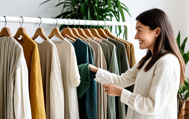 Sustainable Fashion Choices**

"A woman browsing a rack of clothing in a bright, airy boutique. The clothes are made from natural fabrics like cotton and linen, in muted, earthy tones. The boutique has a minimalist design with plants and recycled materials.  She is smiling and appears thoughtful about her purchase. fully clothed, appropriate attire, safe for work, perfect anatomy, natural proportions, professional photography, high quality, modest clothing"

**